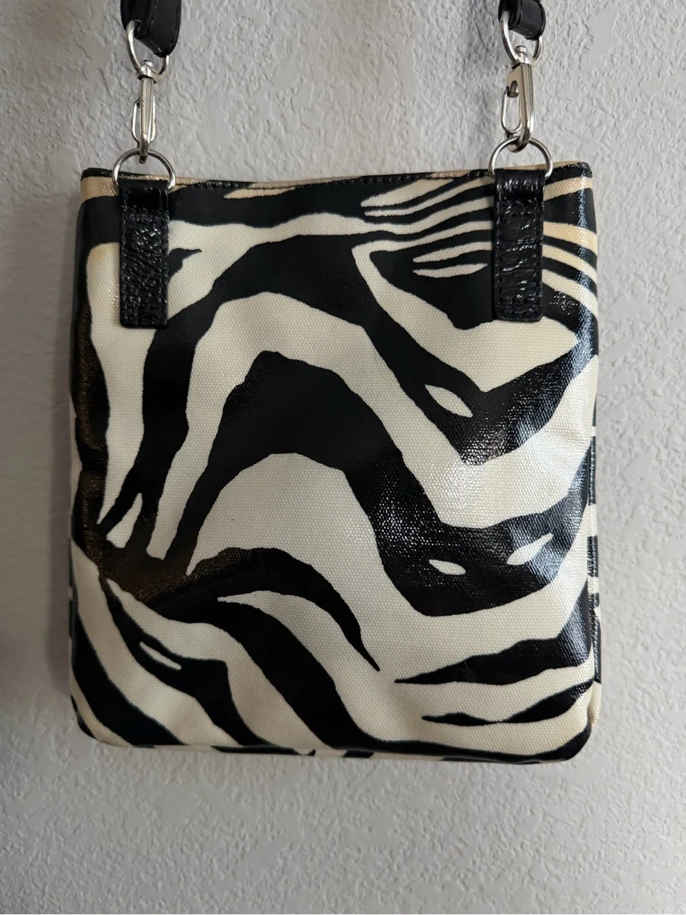 Brighton Zebra Print Crossbody Bag with Black Trim